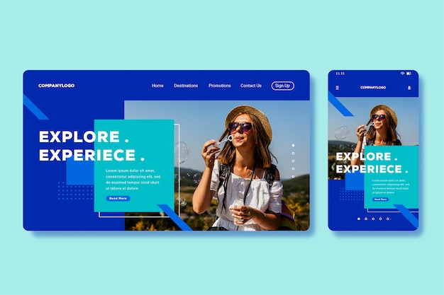 Free vector colorful travel landing page