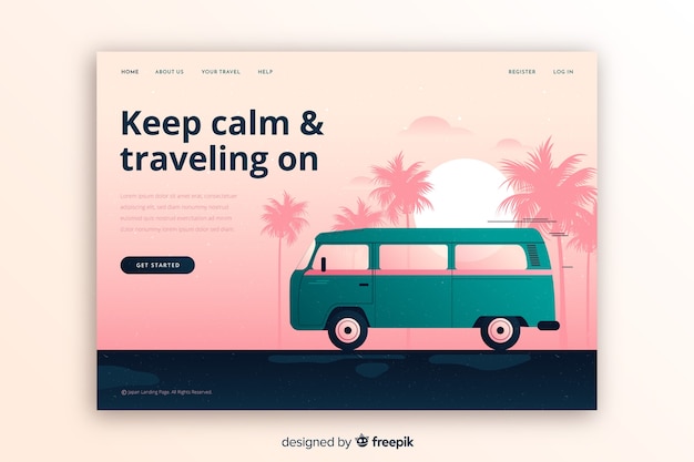Free vector colorful travel landing page