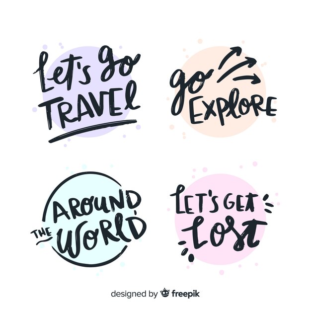 Colorful travel lettering badge collection