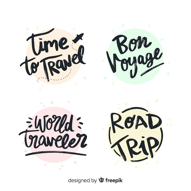 Collezione di badge lettering viaggio colorato