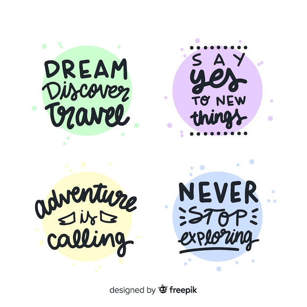 Vettore gratuito collezione di distintivi lettering viaggio colorato