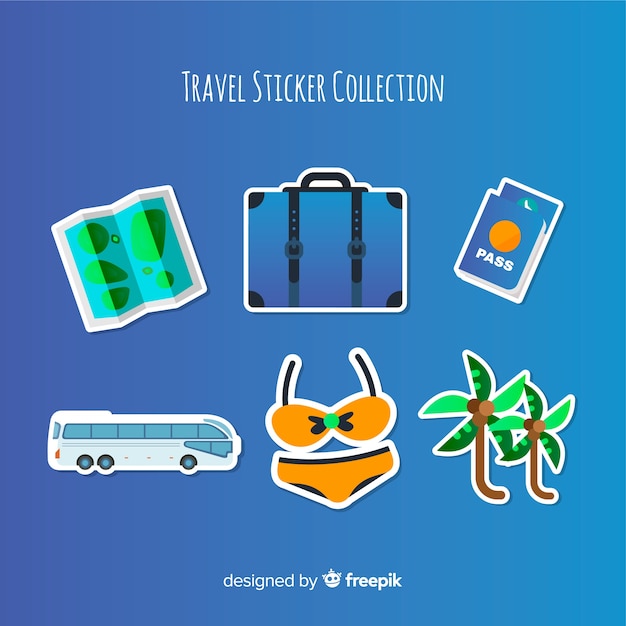 Colorful travel sticker set