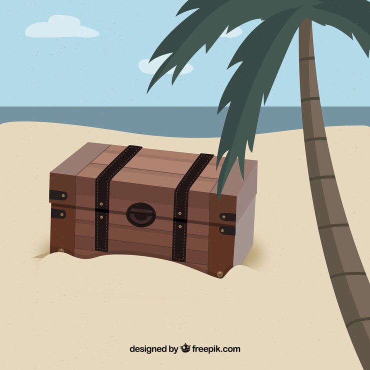 무료 Vector 평면 디자인으로 화려한 보물 상자