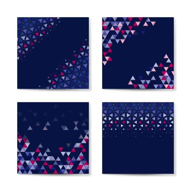 Colorful triangle patterned on blue background