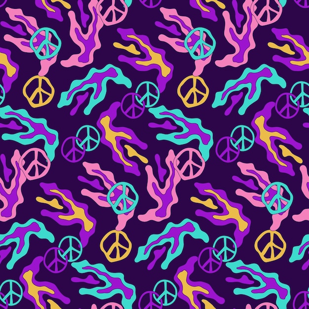 Free vector colorful trippy psychedelic seamless pattern