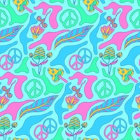 Colorful trippy psychedelic seamless pattern