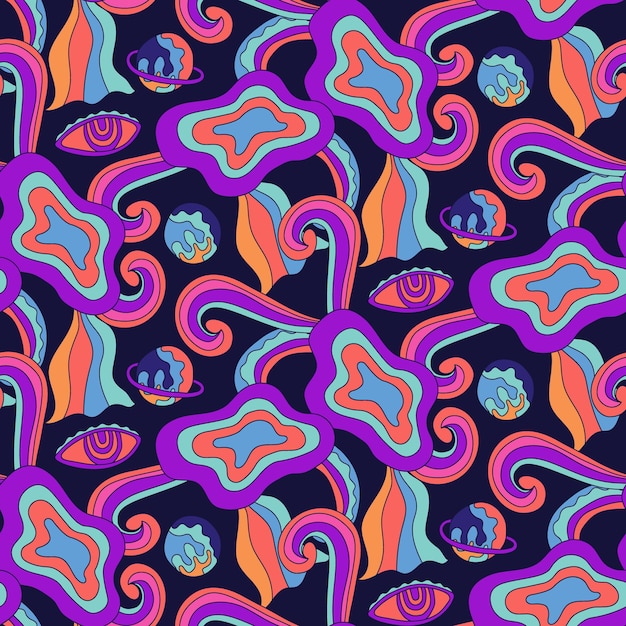Colorful Trippy Psychedelic Seamless Pattern
