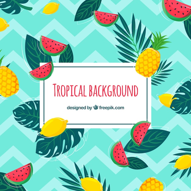 Vettore gratuito sfondo tropicale colorato con design piatto