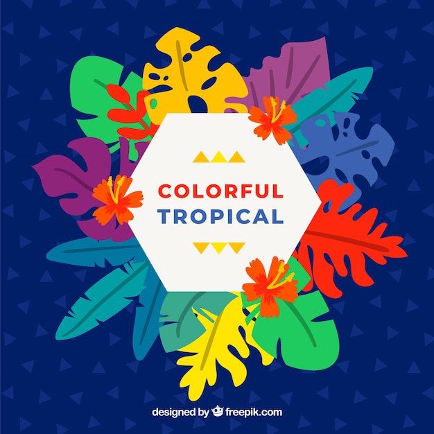 Free vector colorful tropical background with flat design