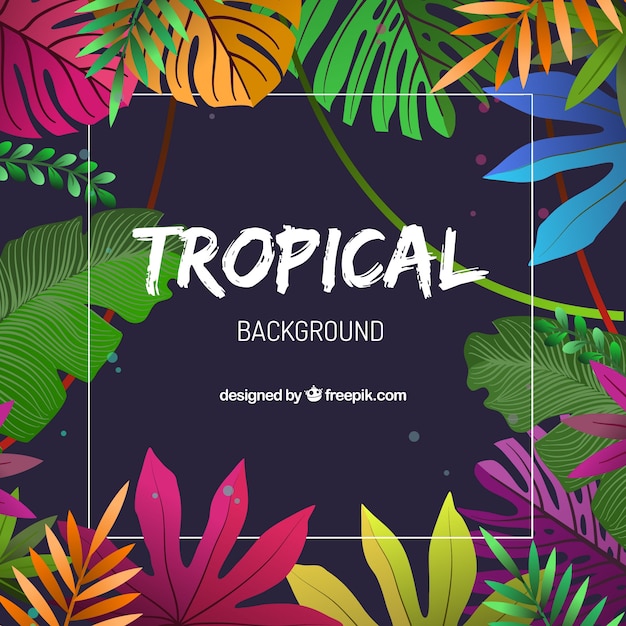 Free vector colorful tropical background with flat design