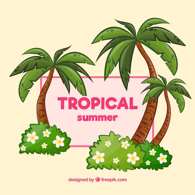 Free vector colorful tropical background with flat design