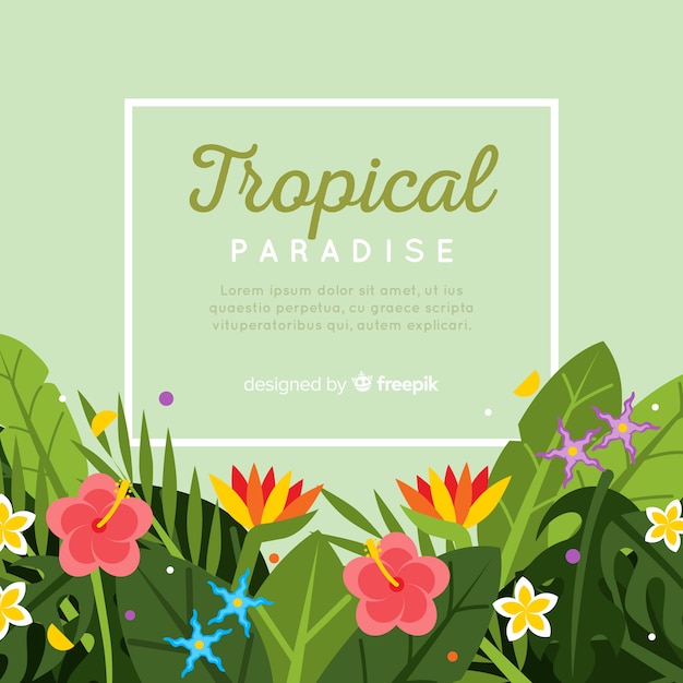 Free vector colorful tropical background with flat design