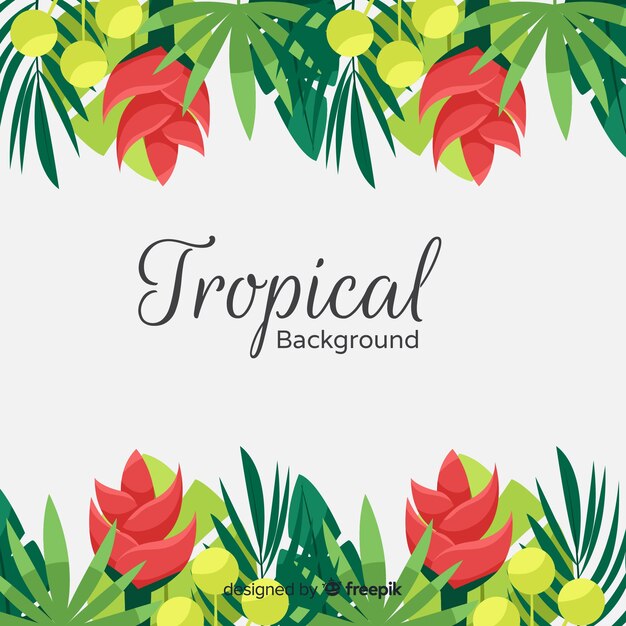 Colorful tropical background with flat design