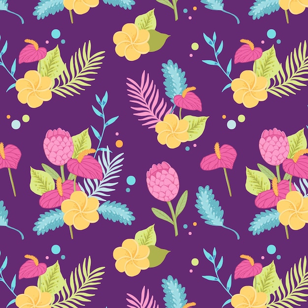 Free vector colorful tropical floral pattern