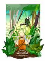 Бесплатное векторное изображение Красочный тропический лес пейзаж плакат