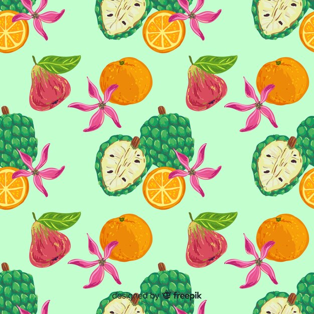 Colorful tropical fruits pattern