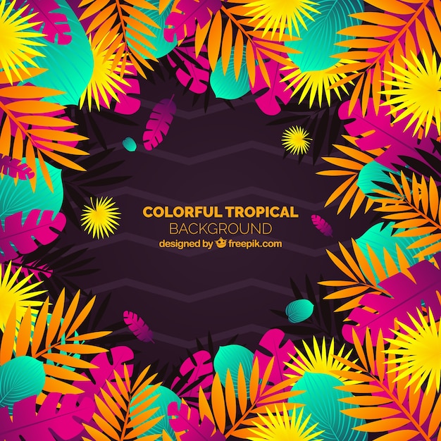 Free vector colorful tropical leaves background