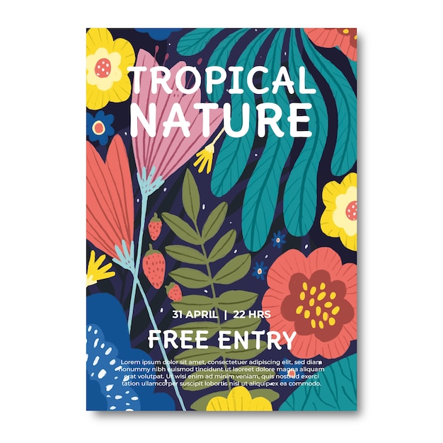 Colorful tropical nature poster template