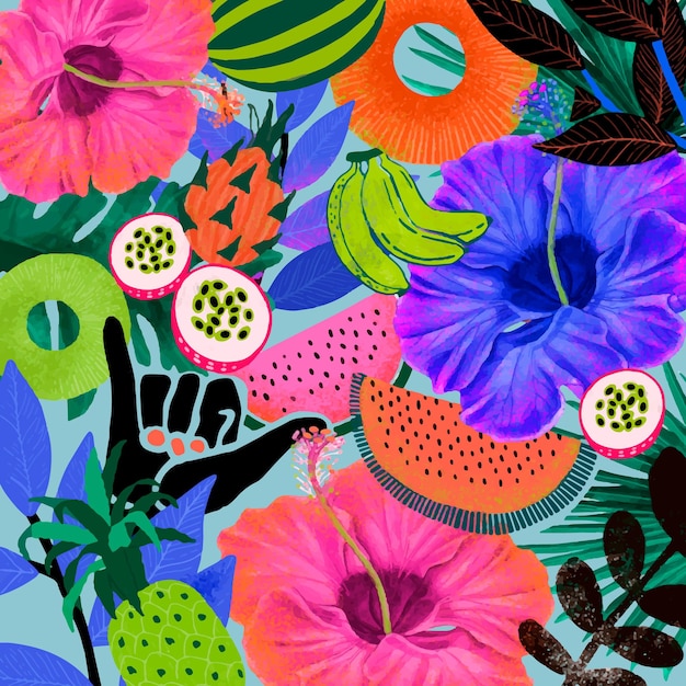 Free vector colorful tropical pattern background