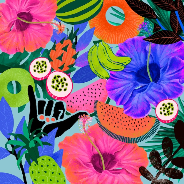 Colorful tropical pattern background