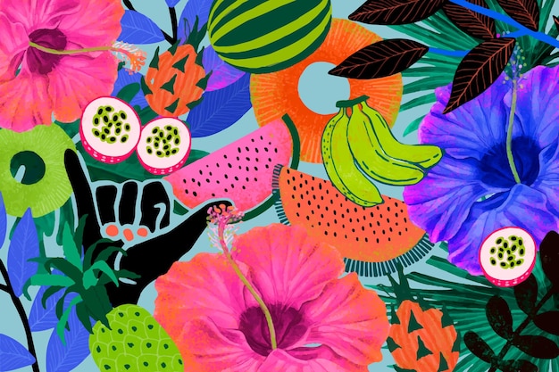 Colorful tropical pattern background 