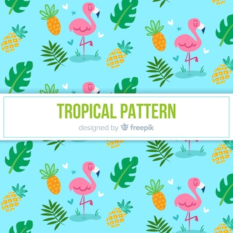 Modello tropicale colorato con fenicotteri e ananas
