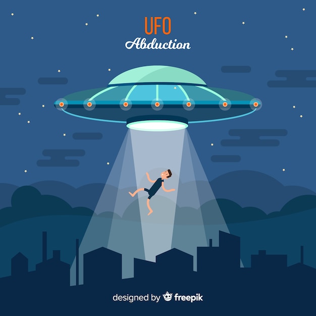 Vettore gratuito concetto di abduction colorato ufo con design piatto