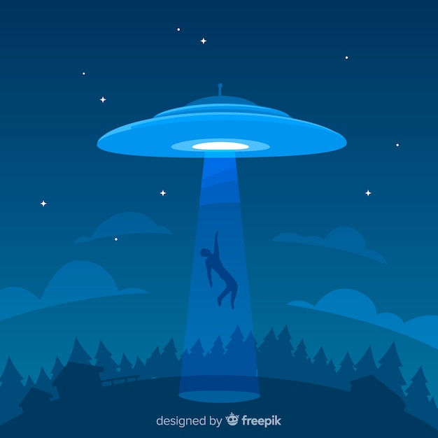 Colorful ufo abduction concept with flat design