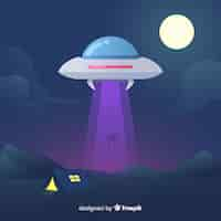 Free vector colorful ufo abduction concept with flat design