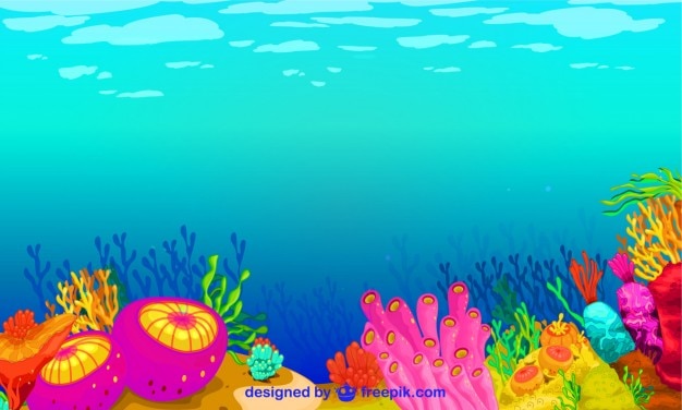 Free vector colorful underwater life