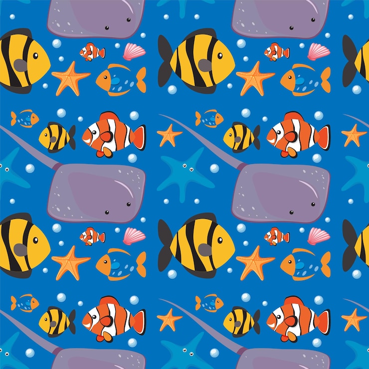 Free Vector colorful underwater marine life pattern