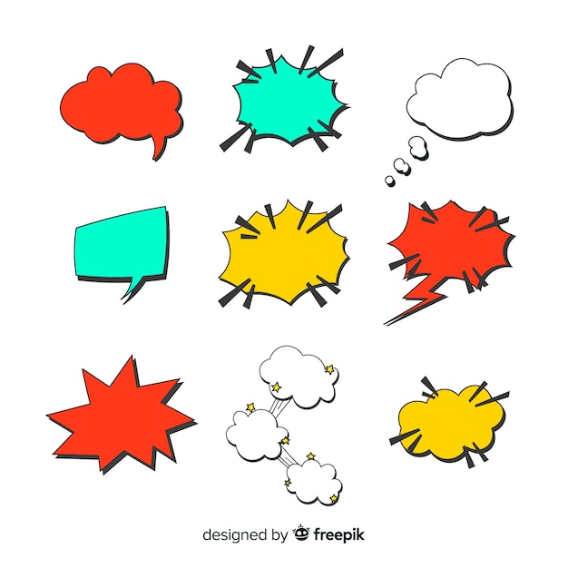 Colorful and unique shaped comic speech bubbles