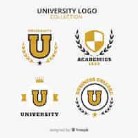 無料ベクター フラットデザインのカラフルな大学ロゴコレクション