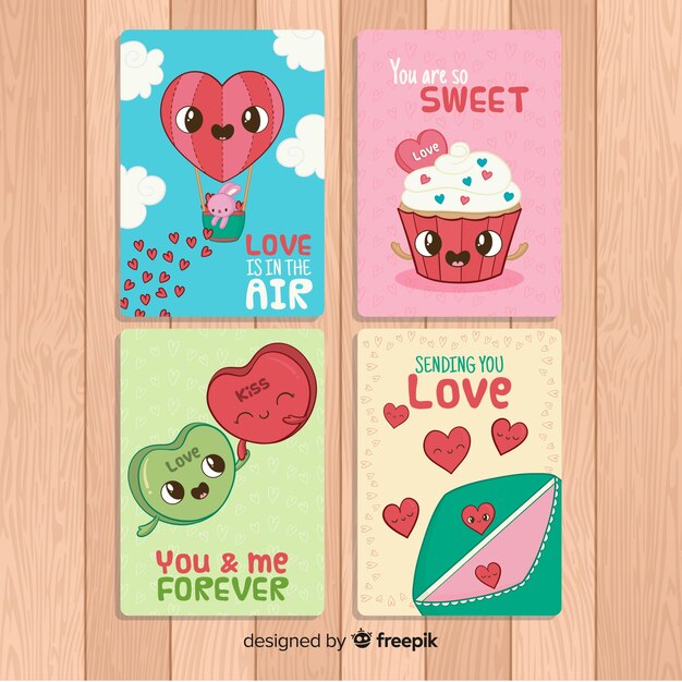 Colorful valentine's day card collection