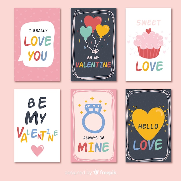 Free vector colorful valentine's day card collection