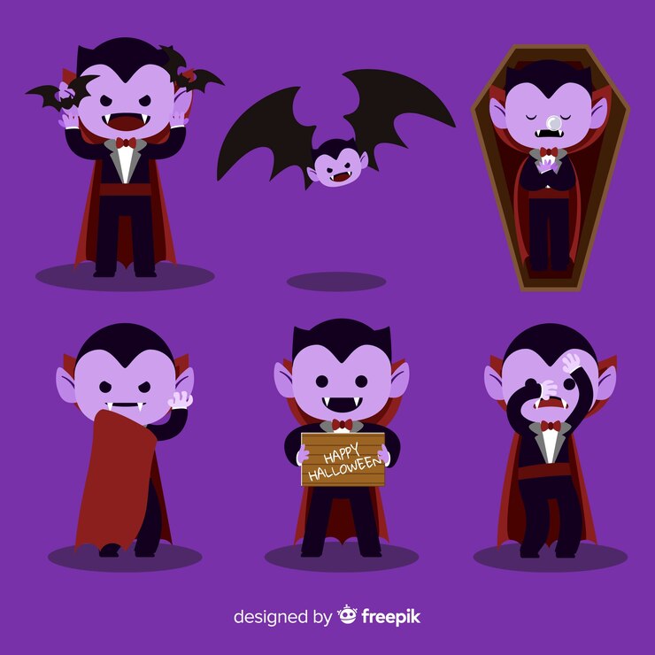 Free Vector colorful vampire character collection with flat design