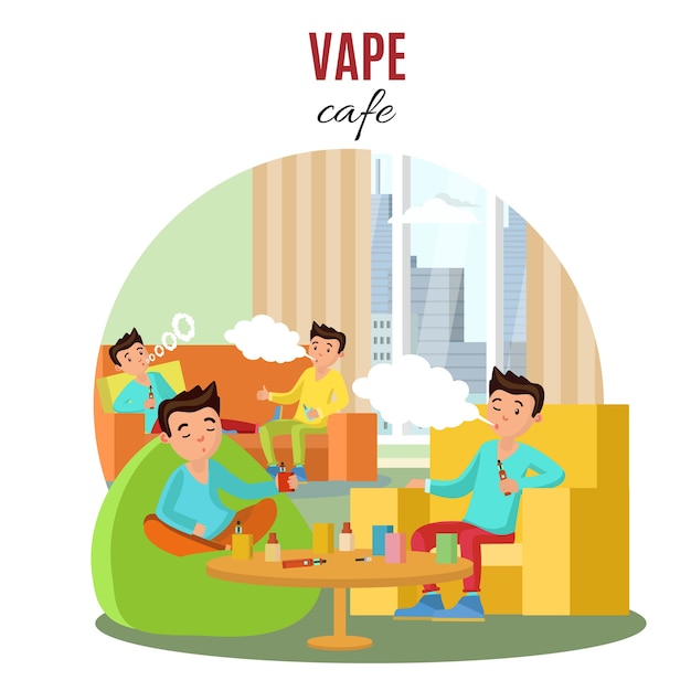 Colorful vape cafe concept