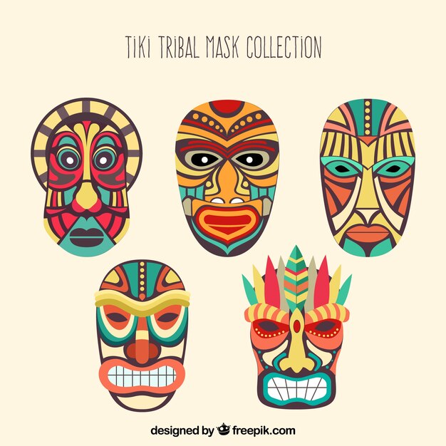 Colorful variety of ethnic masks