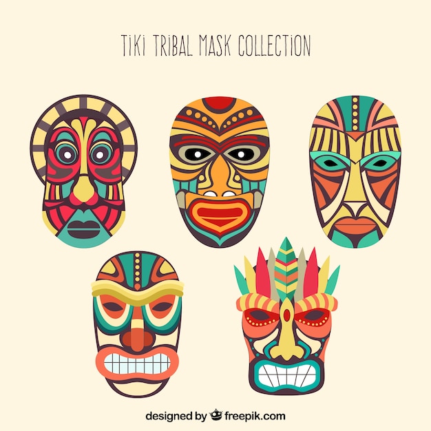 Colorful variety of ethnic masks