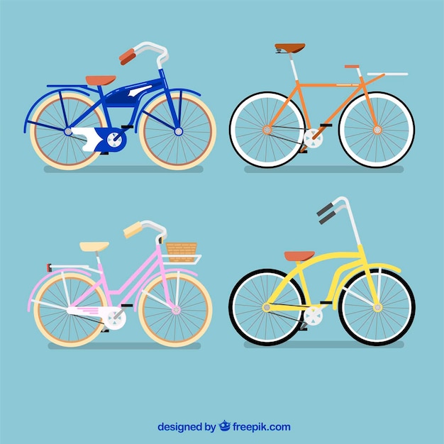 Free vector colorful varitey of bicycles