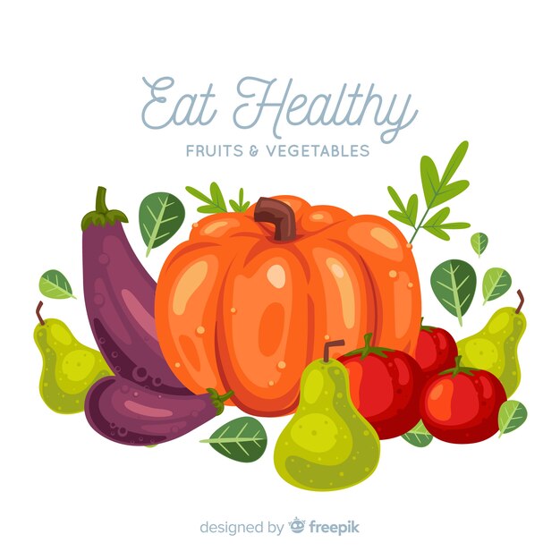 Colorful vegetables and fruits background