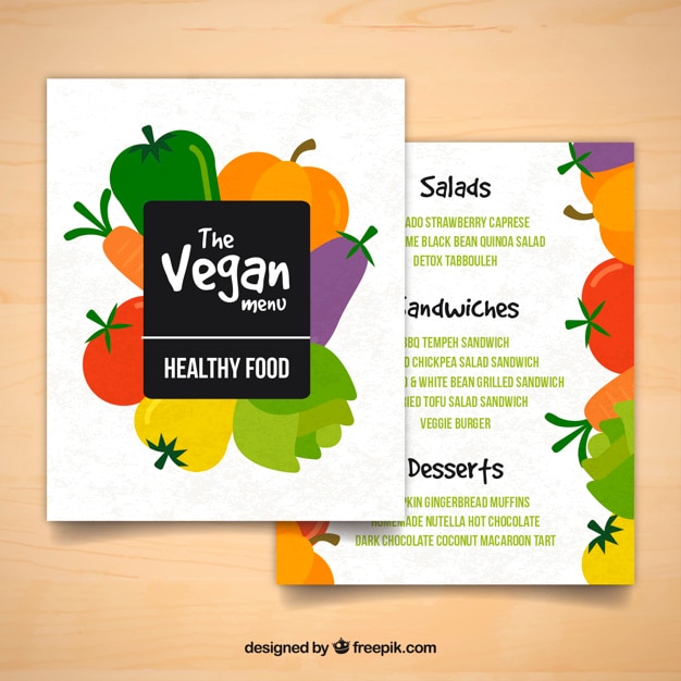 Free vector colorful vegetables vegan menu