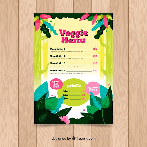 Colorful veggie menu template