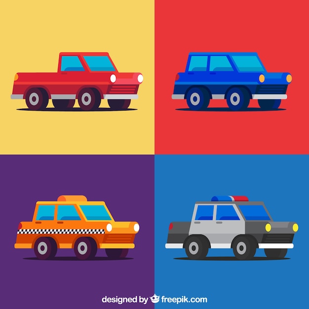 Free vector colorful vehicles in flat design