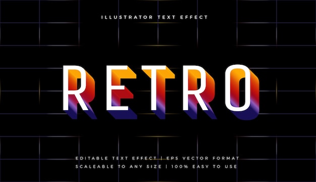 Colorful vibrant retro text style font effect