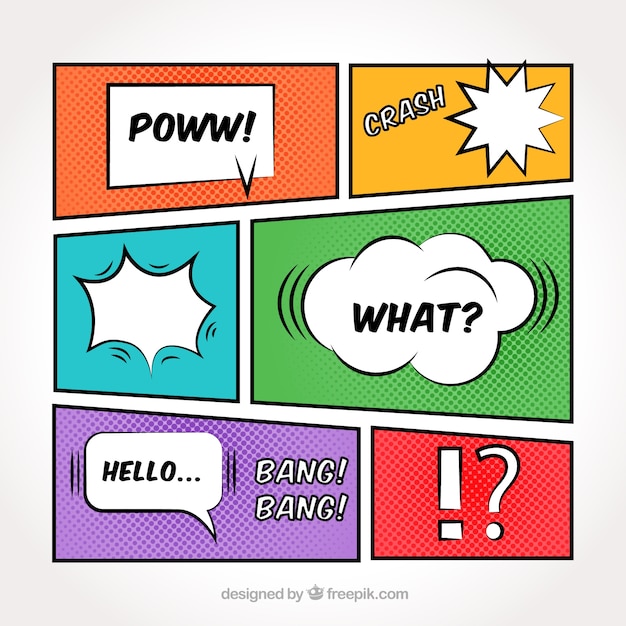 Free vector colorful vignettes set with speech balloons