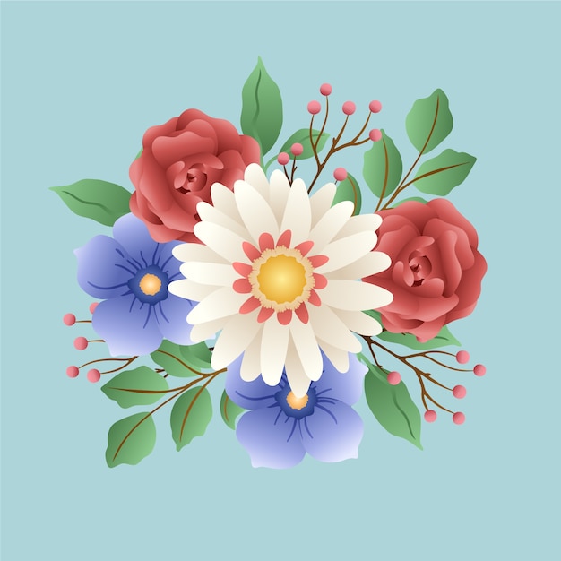 Бесплатное векторное изображение Красочный винтажный букет цветов