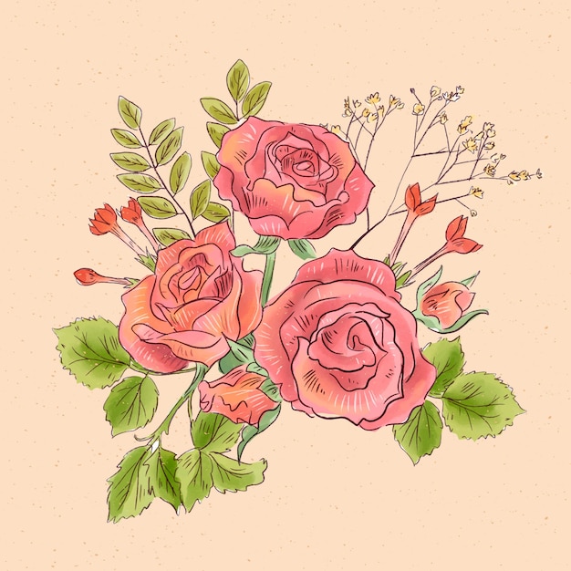 Бесплатное векторное изображение Красочный винтажный цветочный букет