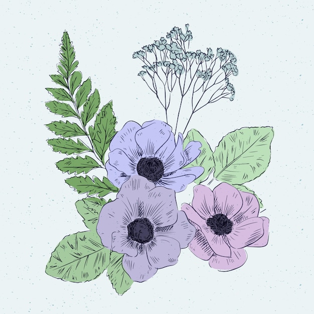 Free vector colorful vintage floral bouquet