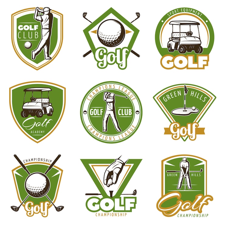 Free Vector colorful vintage golf badges